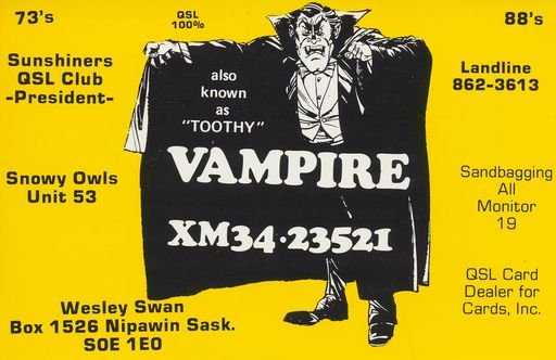 Toothy Vampire QSL Radio Postcard