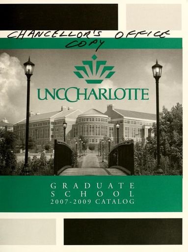 UNCC Graduate School Catalog (2007-2009)