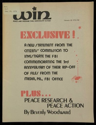 Win Peace and Freedom Through Nonviolent Action; vol. 10, no. 7