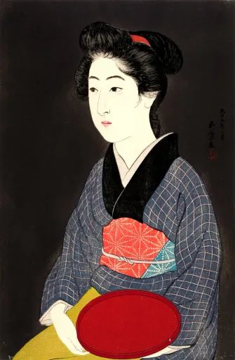 Woman Holding a Tray