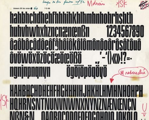 Working proof for the design of the typeface Antique Press