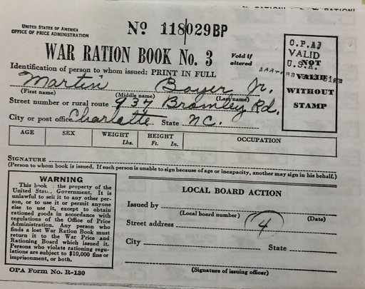 WWII Ration book